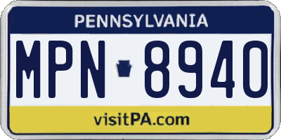 PA license plate MPN8940