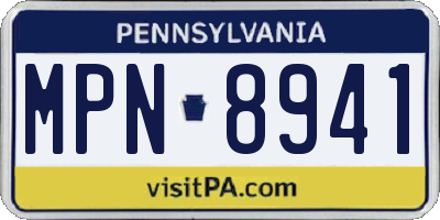 PA license plate MPN8941