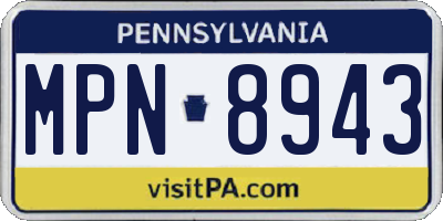 PA license plate MPN8943