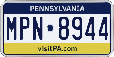 PA license plate MPN8944