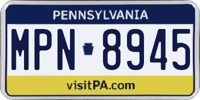 PA license plate MPN8945