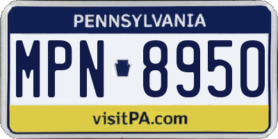 PA license plate MPN8950