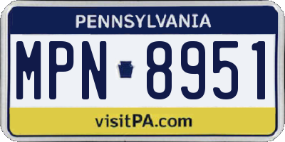 PA license plate MPN8951
