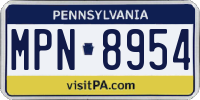 PA license plate MPN8954