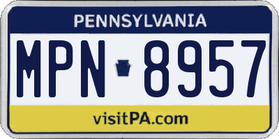 PA license plate MPN8957