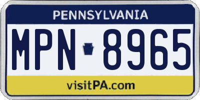 PA license plate MPN8965