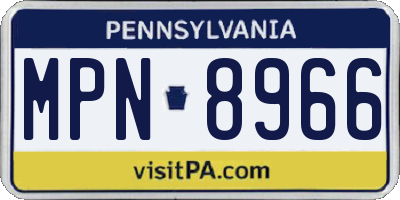 PA license plate MPN8966