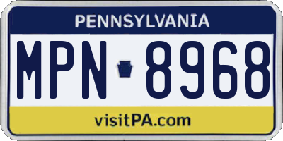 PA license plate MPN8968