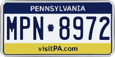 PA license plate MPN8972