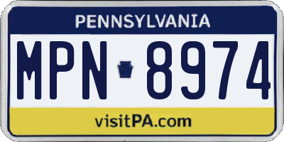 PA license plate MPN8974