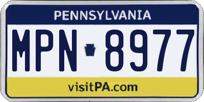 PA license plate MPN8977