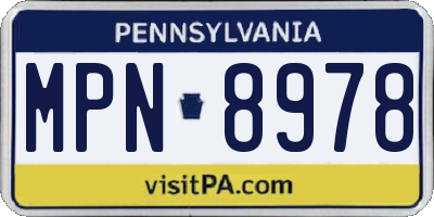 PA license plate MPN8978