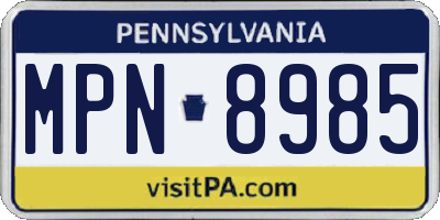 PA license plate MPN8985