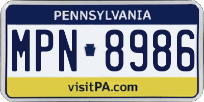 PA license plate MPN8986