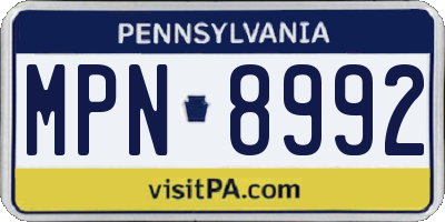 PA license plate MPN8992