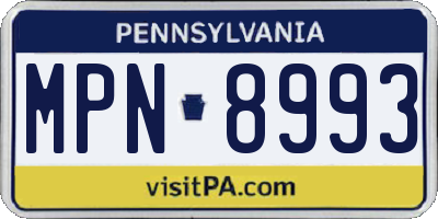 PA license plate MPN8993