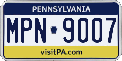 PA license plate MPN9007