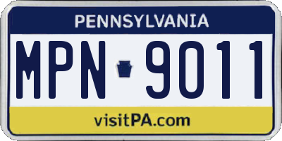 PA license plate MPN9011