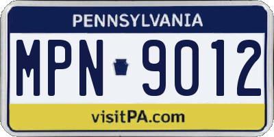 PA license plate MPN9012