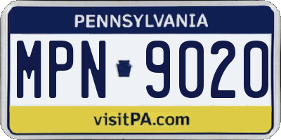 PA license plate MPN9020