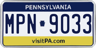 PA license plate MPN9033