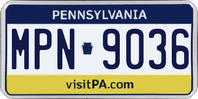 PA license plate MPN9036