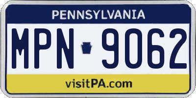 PA license plate MPN9062