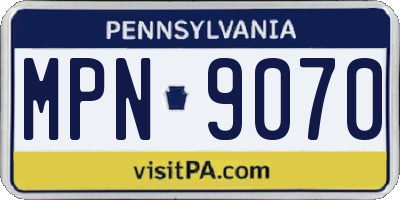 PA license plate MPN9070