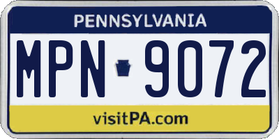 PA license plate MPN9072