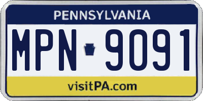 PA license plate MPN9091