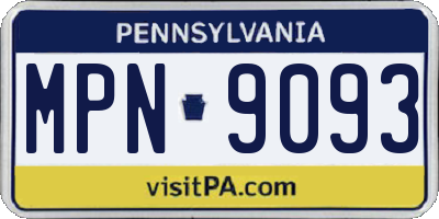 PA license plate MPN9093