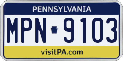 PA license plate MPN9103
