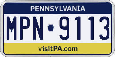 PA license plate MPN9113