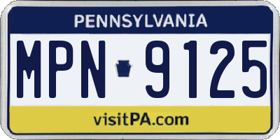 PA license plate MPN9125