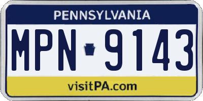 PA license plate MPN9143