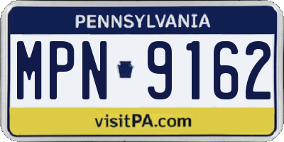 PA license plate MPN9162