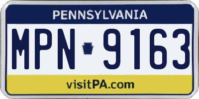 PA license plate MPN9163