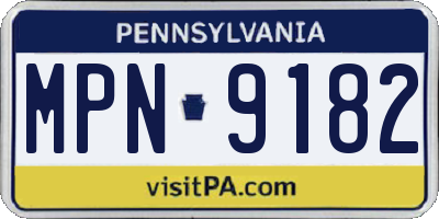 PA license plate MPN9182