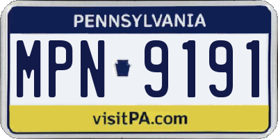 PA license plate MPN9191