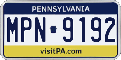 PA license plate MPN9192