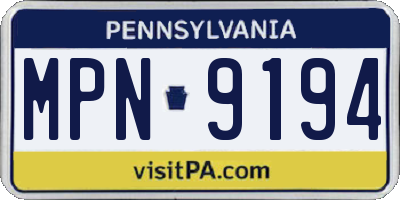 PA license plate MPN9194