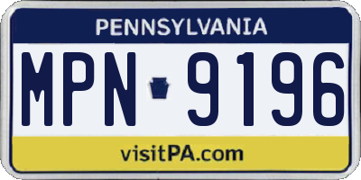 PA license plate MPN9196