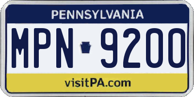 PA license plate MPN9200