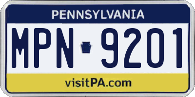 PA license plate MPN9201