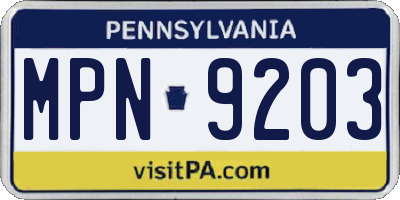 PA license plate MPN9203