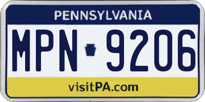 PA license plate MPN9206