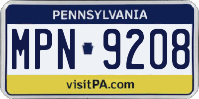 PA license plate MPN9208