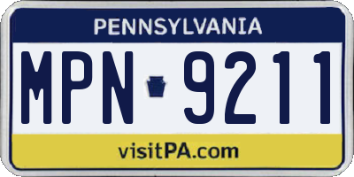 PA license plate MPN9211