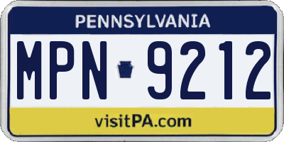 PA license plate MPN9212
