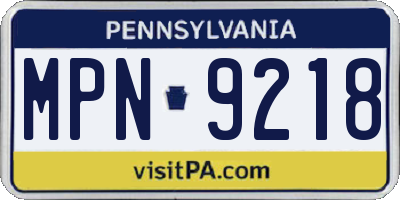 PA license plate MPN9218